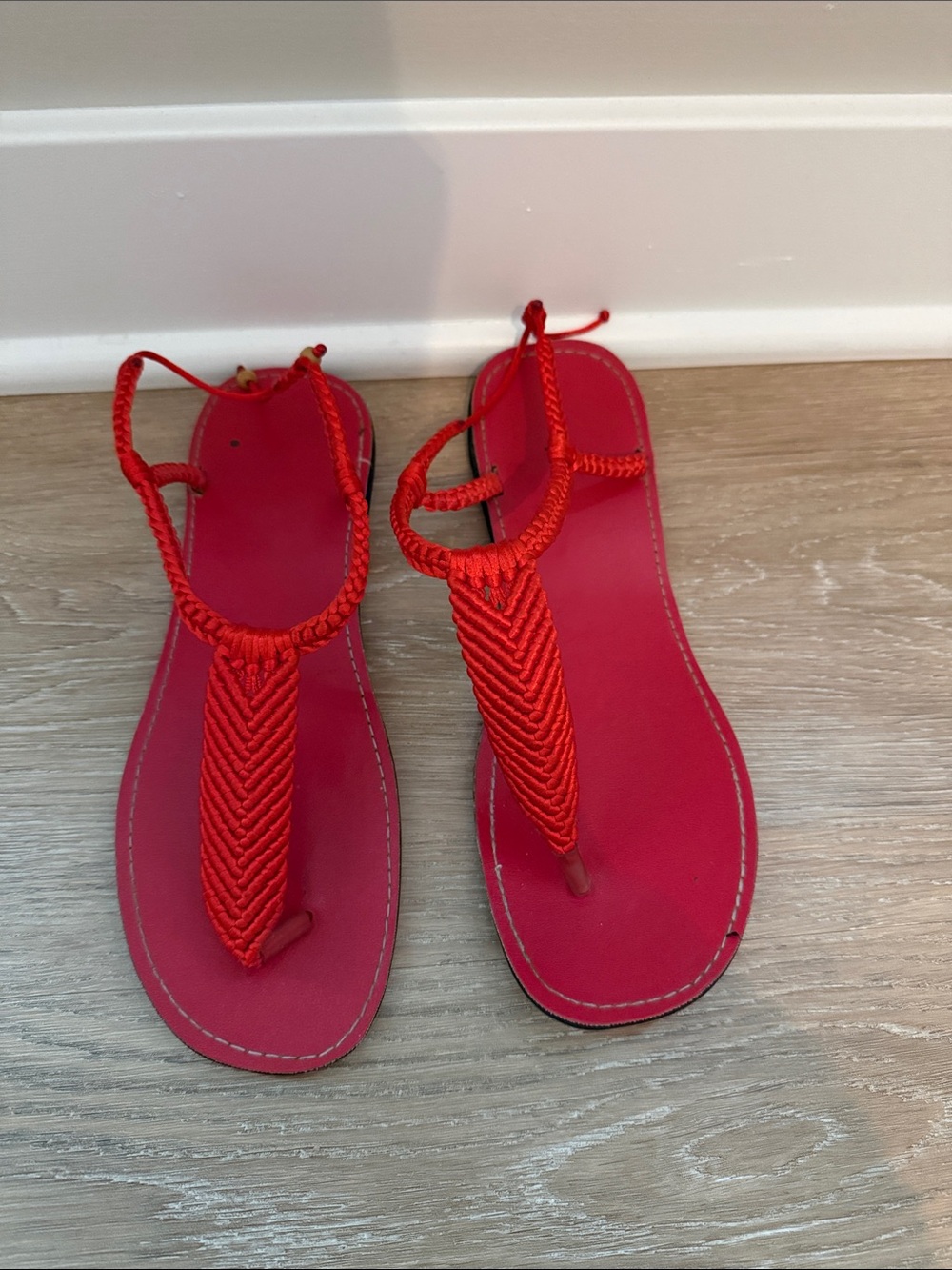 Women’s Red Braided Thong Sandals